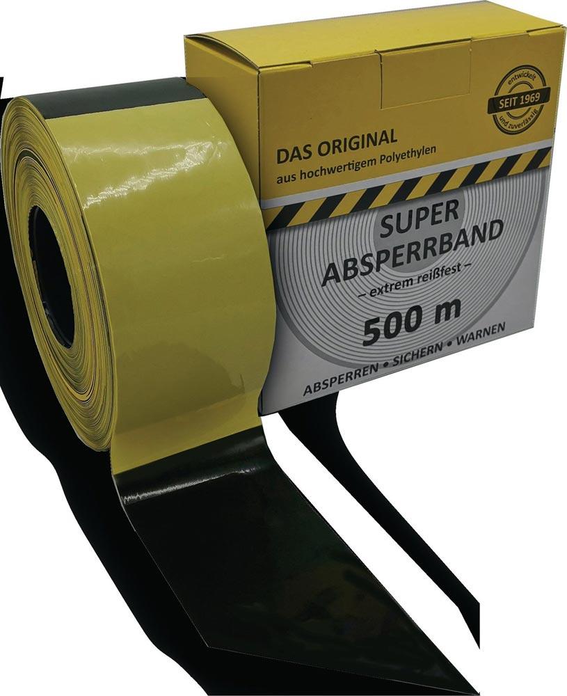 Absperrband Länge 500 m Breite 80 mm gelb/schwarz geblockt 500m/Karton