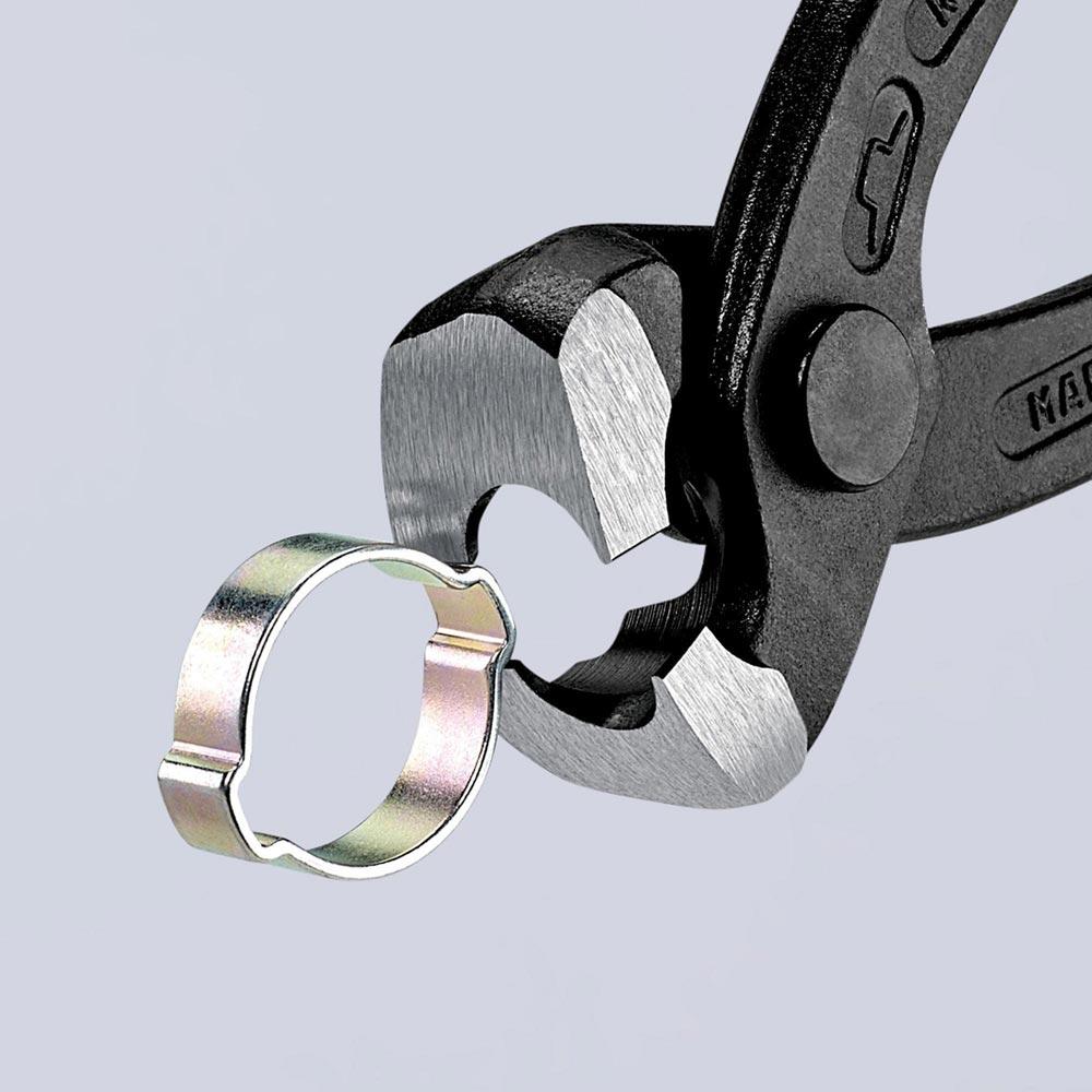 Ohrklemmenzange Gesamtlänge 220 mm Kopf schwarz atramentiert Kunststoff-Überzug seitliche Pressnase Ohrklemmenzange Gesamtlänge 220 mm Kopf schwarz atramentiert Kunststoff-Überzug seitliche Pressnase