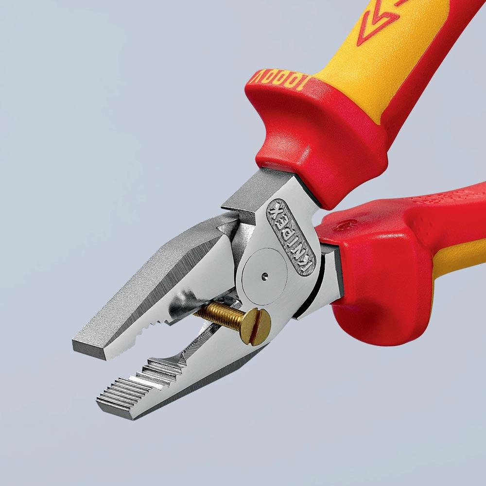 Kraftkombizange Länge 180 mm verchromt Mehrkomponenten-Hüllen VDE Kraftkombizange Länge 180 mm verchromt Mehrkomponenten-Hüllen VDE