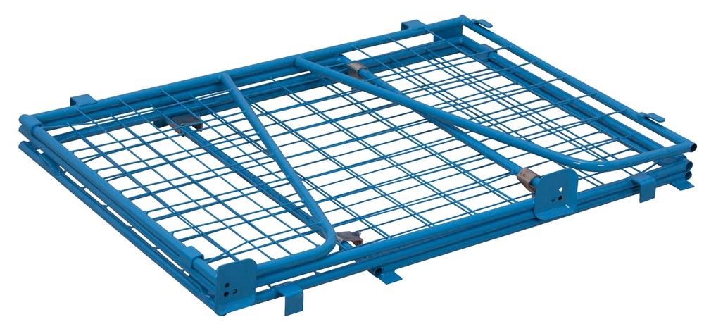 Palettenaufsatz, Höhe 1000 mm, für Paletten 1000x1200 mm, Auflast 1000 kg, RAL 5012 lichtblau mit 4 festen Wänden und V-Eingriff