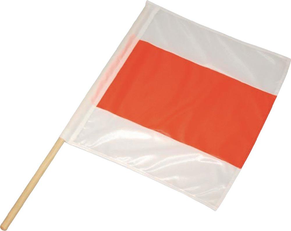 Warnfahne Länge 500 x Breite 500 mm Polyester mit Holzstiel