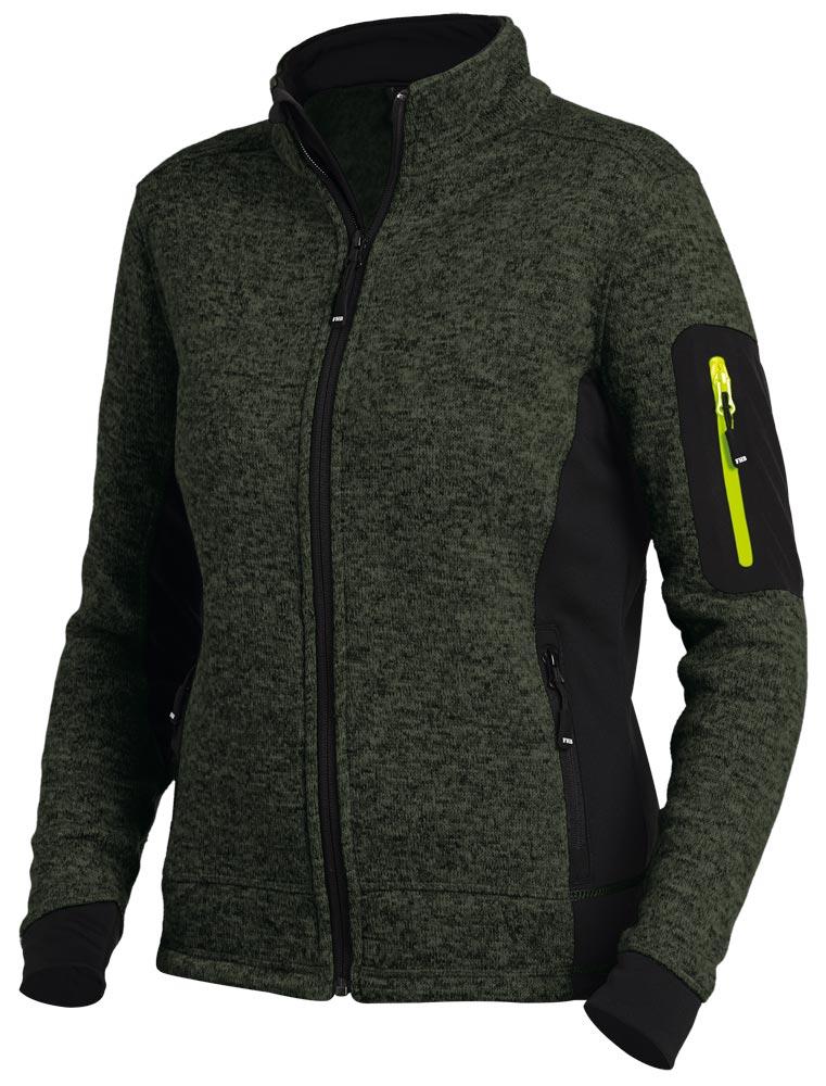 Damen-Strick-Fleece-Jacke MARIEKE, oliv-schwarz Gr. S
