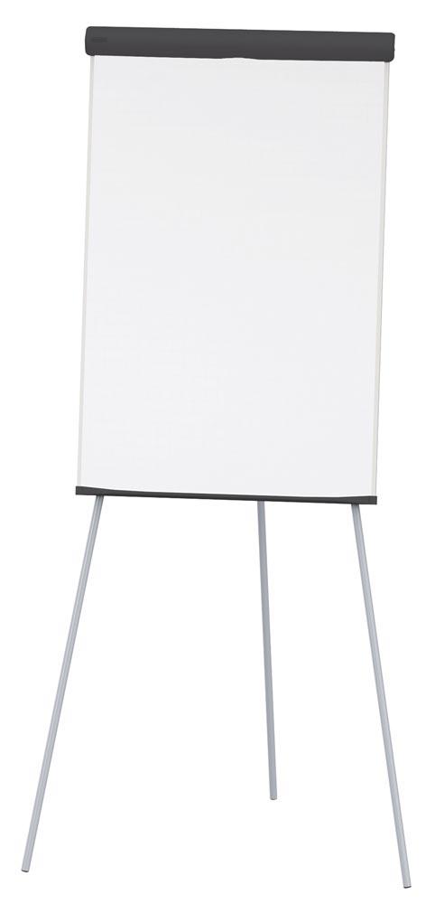 Flipchart, Tafel BxH 660x970 mm, Oberfl. Stahlblech, Höhenverst. 1100-1860 mm, 3-Bein-Gestell, grau