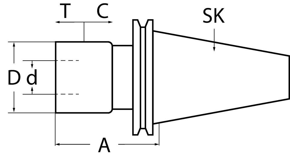 Gewindeschneidfutter DIN 69871 A M5-M22 SK40 Auskraglänge 97 mm