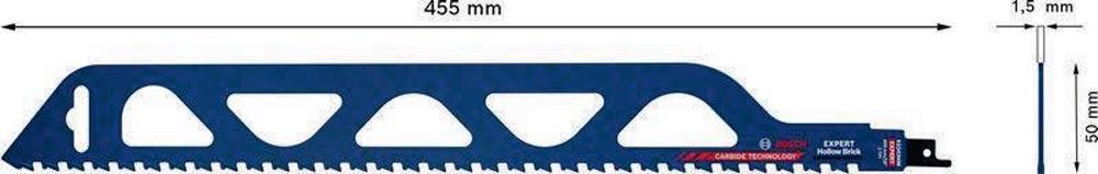 Säbelsägeblatt Expert Hollow Brick Länge 455 mm Breite 50 mm Zahnteilung TPI 2 12,7 mm S-Schaft 1 Stück / Karte