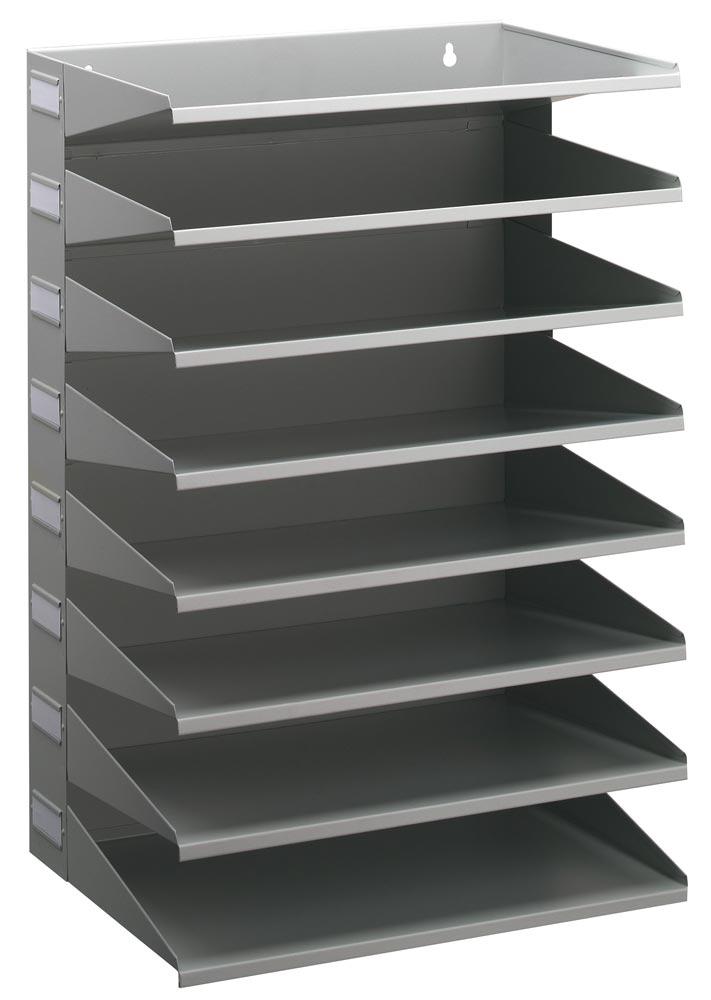 Metall-Sortierablage, BxTxH 360x250x540 mm, 8 Fächer DIN A4, grau