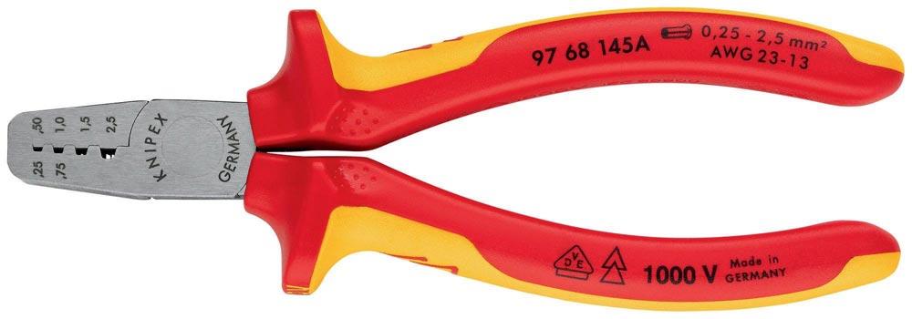 Aderendhülsenzange Gesamtlänge 145 mm 0,25 - 2,5 (AWG 23 - 13) mm poliert Mehrkomponenten-Hüllen
