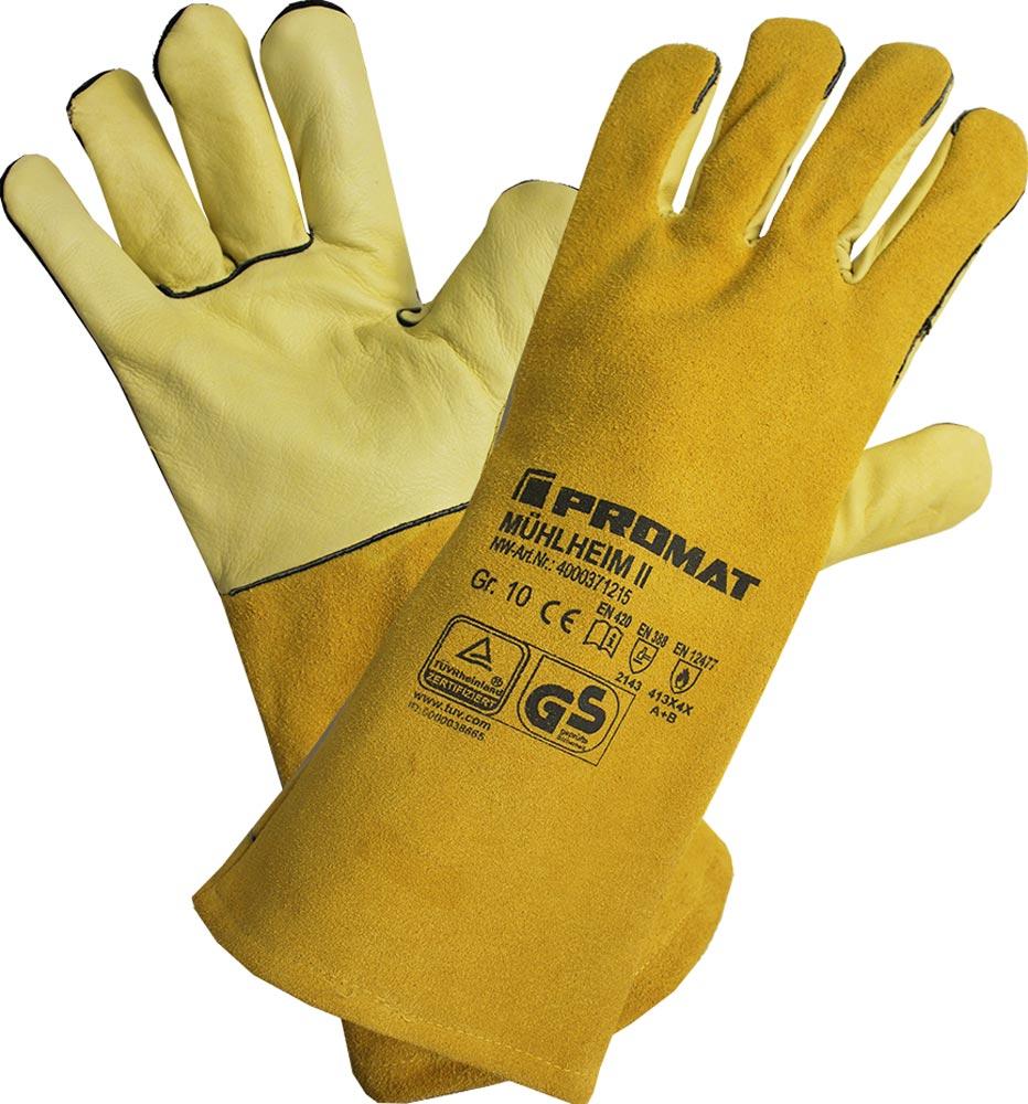 Schweißerhandschuhe Mühlheim II Super Größe 11 gelb EN 388, EN407, EN 12477 PSA-Kategorie II 6 Paar