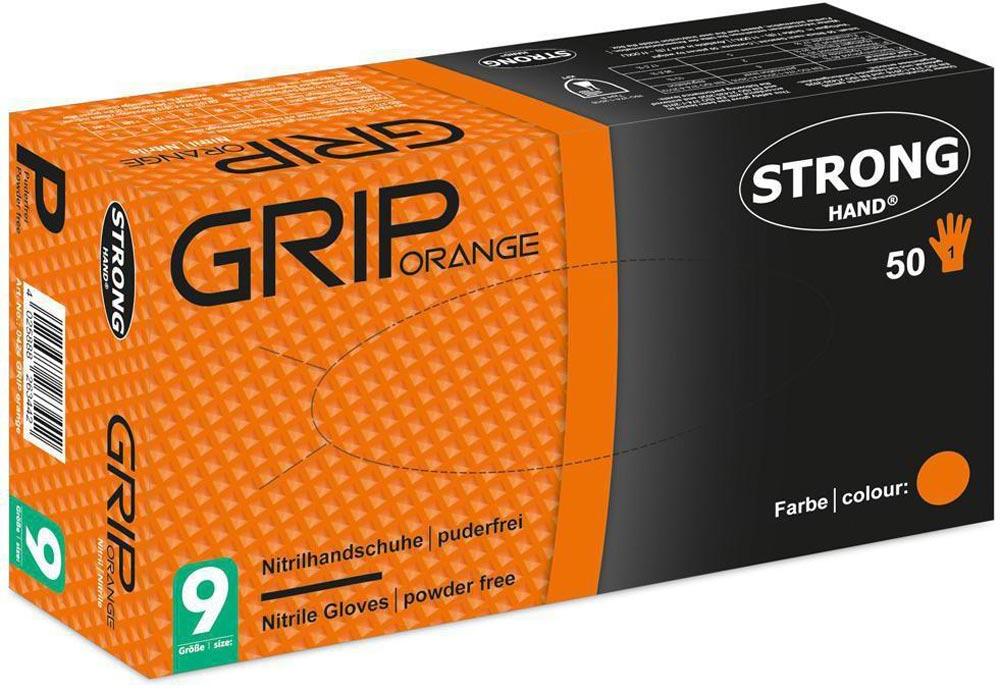 Einweghandschuhe Grip Orange Größe 10 orange Nitril EN 388, EN 374 PSA-Kategorie III 50 Stück / Box