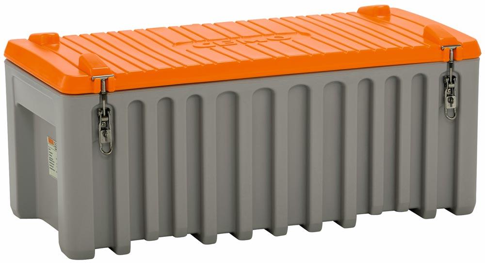 Materialbox, Polyethylen, grau/orange, Volumen 250 l, BxTxH 1200x600x540 mm, Gewicht 18 kg