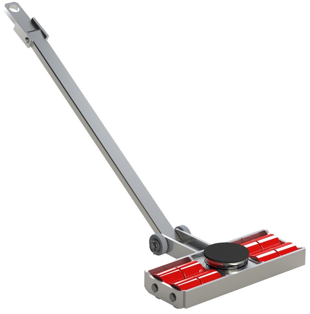 Transportfahrwerk lenkbar, Traglast 6000 kg, 1 Kassette, 8 Polyurethanrollen, Lenkstange