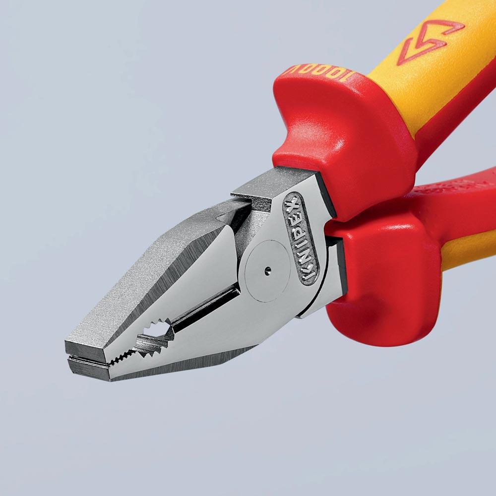 Kraftkombizange Länge 180 mm verchromt Mehrkomponenten-Hüllen VDE Kraftkombizange Länge 180 mm verchromt Mehrkomponenten-Hüllen VDE