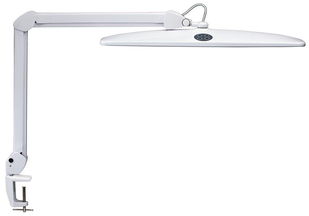 LED-Leuchte WORK, Klemmfuß, Höhe 500 mm, 84 LEDs, 21 W, getrennt einschaltbar, dimmbar, weiß