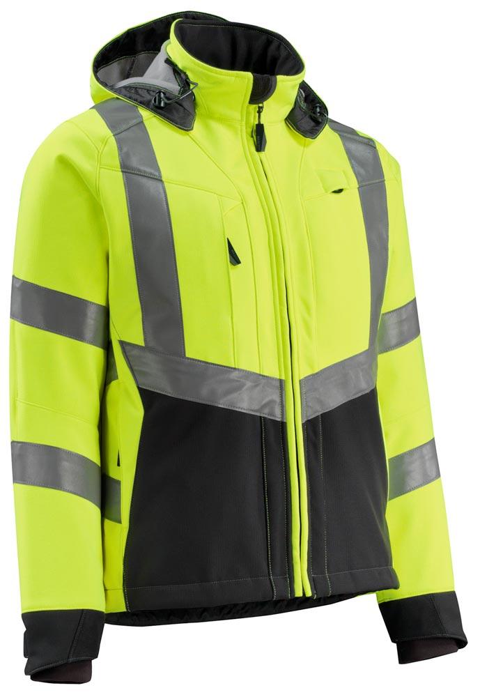 Warnschutz-Softshell-Jacke Blackpool, HiVis gelb/schwarzblau, Gr. XL