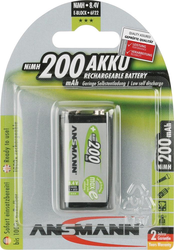 Akkuzelle maxE 8,4 V 200 mAh 9V E-Block HR9V 1 1St./Blister