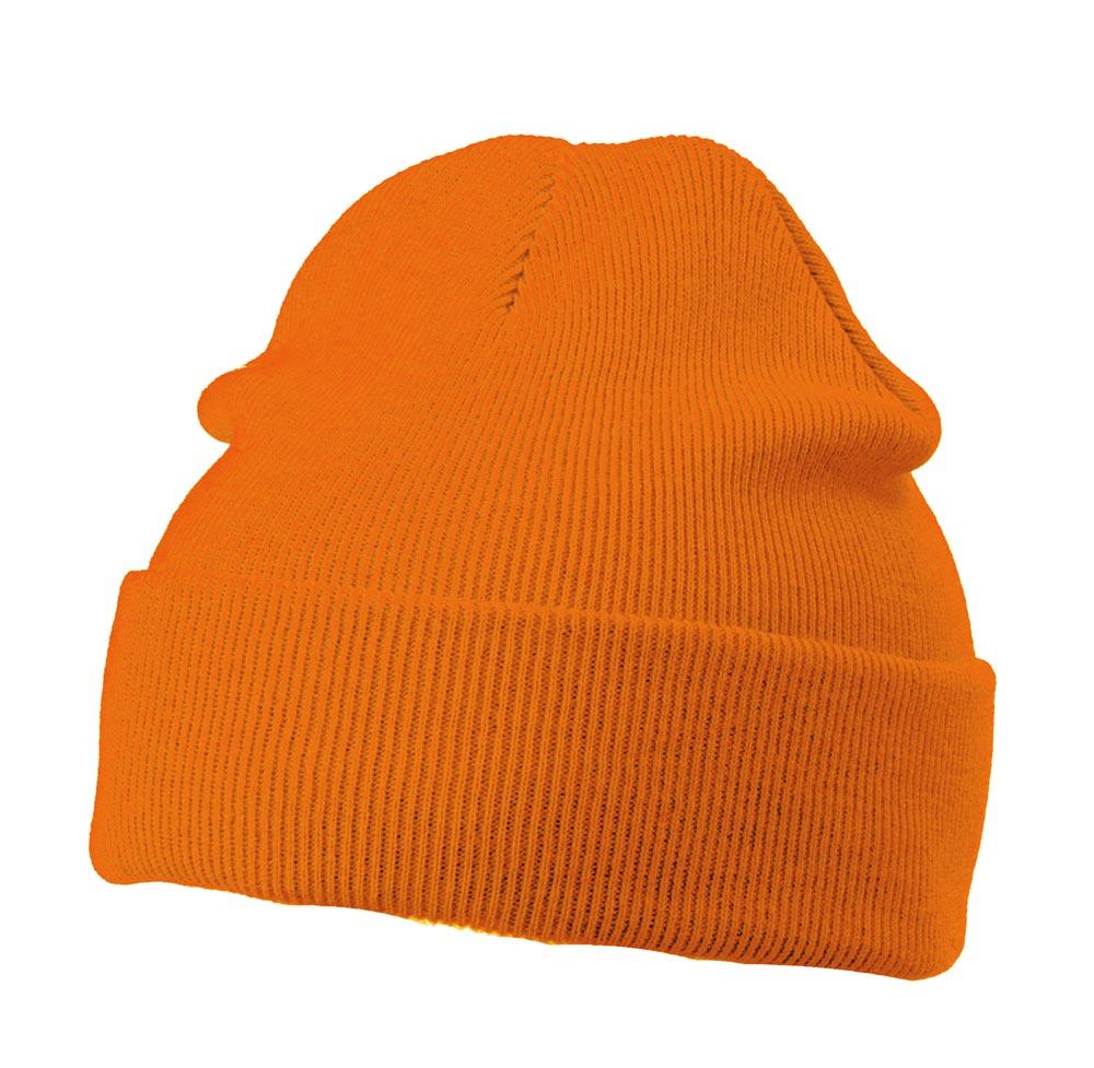 Stickmütze klassisch, Knitted Cap, orange