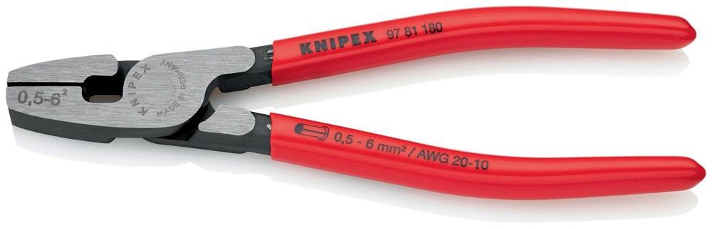 Aderendhülsenzange Gesamtlänge 180 mm 0,5 - 6,0 (AWG 20 - 10) mm poliert Kunststoffüberzug für Aderendhülsen