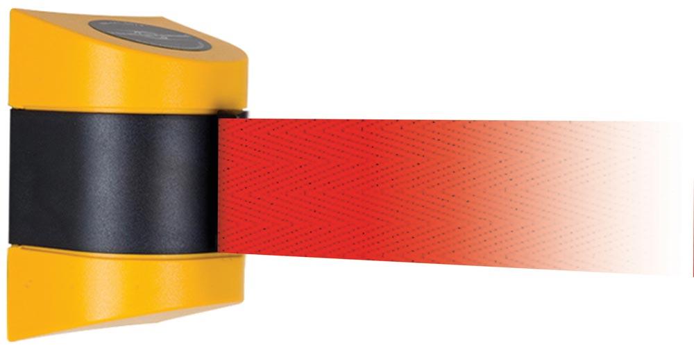 Wandkassette mit Rollgurt, Wandfixierung inkl. Wandanschluss, Gehäuse Kunststoff Gelb, Gurt 4,60 m, rot