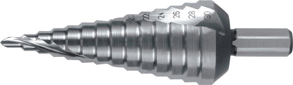 Stufenbohrer Bohrbereich 4-30 mm HSS spiralgenutet Schneidenanzahl 2 Stufenanzahl 14
