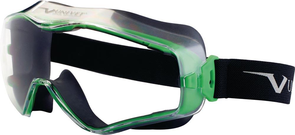 Vollsichtschutzbrille 6x3 EN 166, EN 170 Rahmen gunmetallic/grün, Scheibe klar Polycarbonat