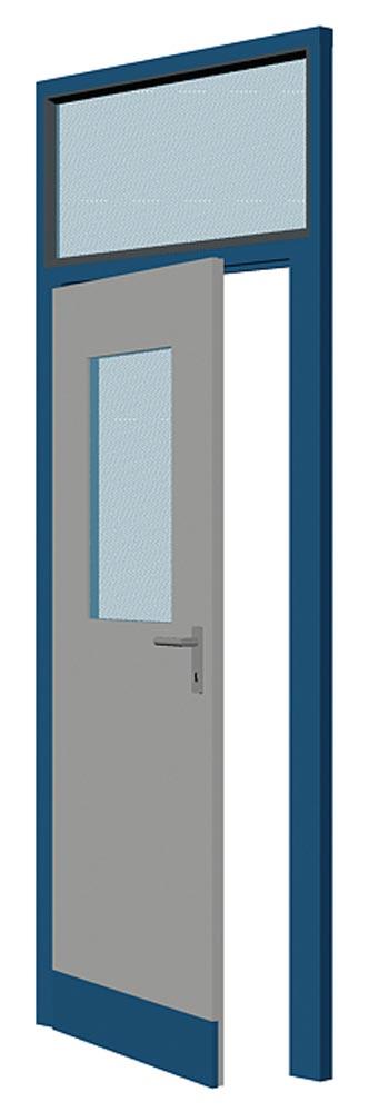 Sichtwandelement, Tür mit Fenster, Breite 1000 mm, RAL 9002 grauweiß, Rahmen RAL 7016 anthrazit