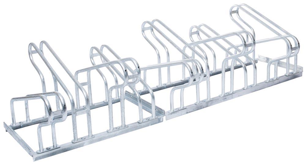 Fahrradständer, Stahl verzinkt, zweiseitig, 10er-Stand, Radabst. 350 mm, Gesamtl. 1750 mm