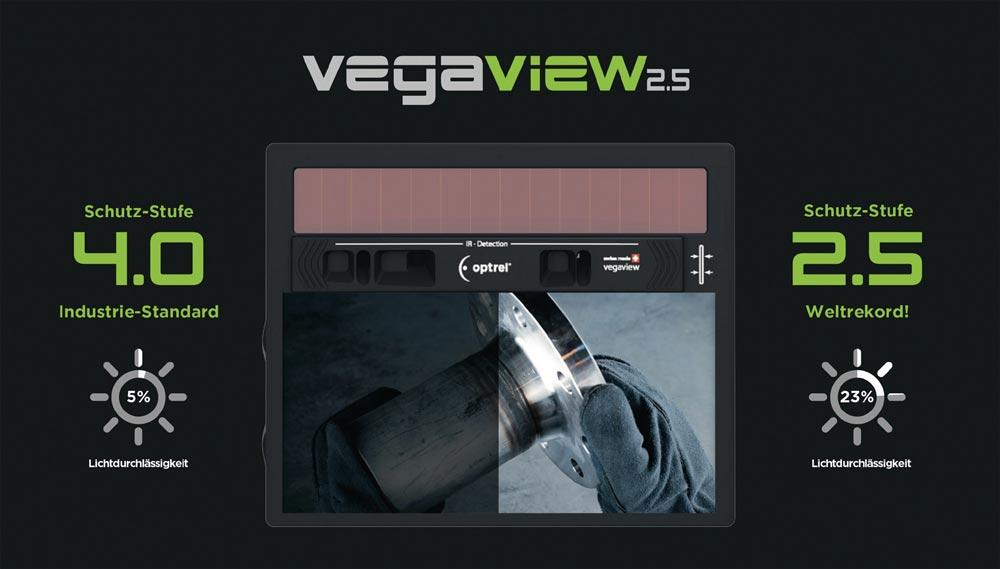 Schweißerschutzhelm Vegaview2.5 schwarz 90 x 110 mm DIN 8-12 Karton