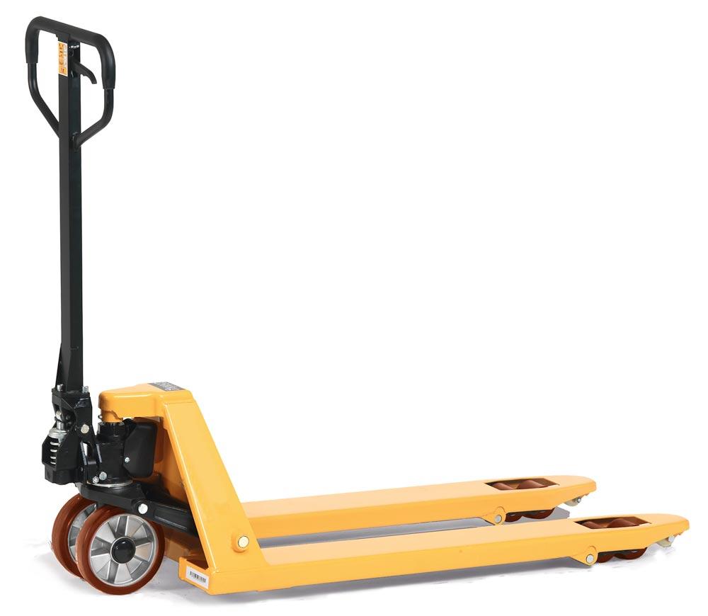 Handgabelhubwagen, Traglast 2500 kg, Gabellänge 1150 mm, Hubbereich 85-200 mm, Bereifung Polyurethan/Polyurethan tandem