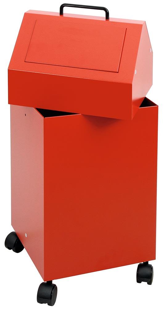 Abfallsammelbehälter, fahrbar, Volumen 45 Liter, BxTxH 330x310x710 mm, RAL 3000 feuerrot