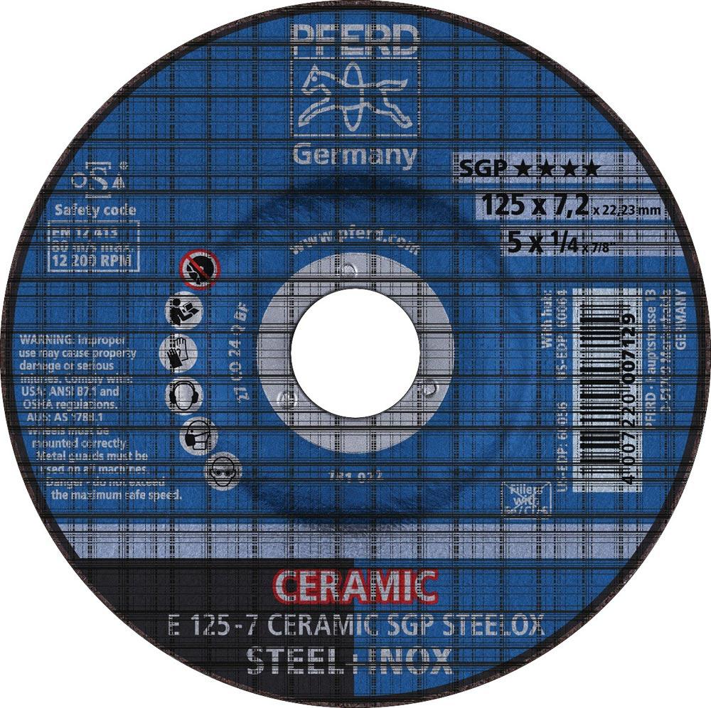 Schruppscheibe CERAMIC SGP STEELOX D125xS7mm gekröpft Stahl Bohrung 22,23 mm
