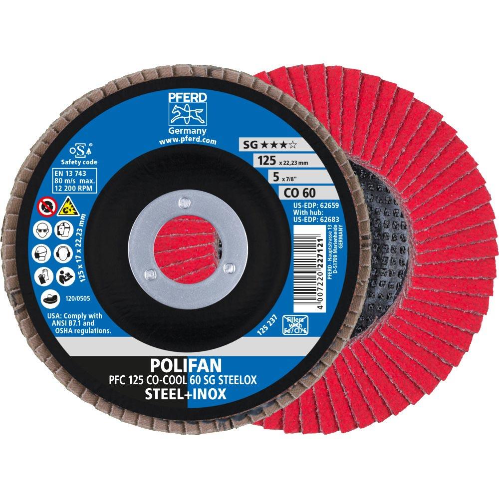 Fächerscheibe POLIFAN CO-COOL SG STEELOX Ø 125 mm Körnung 60 konisch INOX Keramikkorn CO