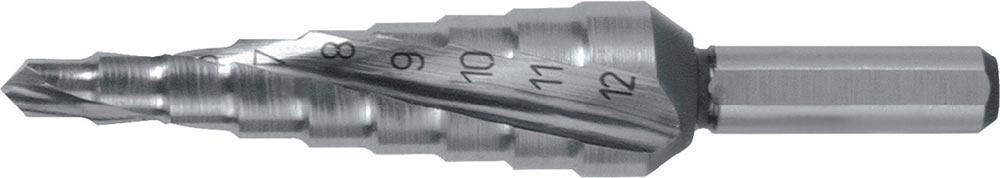 Stufenbohrer Bohrbereich 4-12 mm HSS spiralgenutet Schneidenanzahl 2 Stufenanzahl 9