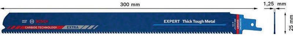 Säbelsägeblatt Expert Thick Tough Metal Länge 300 mm Breite 25 mm Zahnteilung TPI 8 3 mm S-Schaft 10 Stück / Karte
