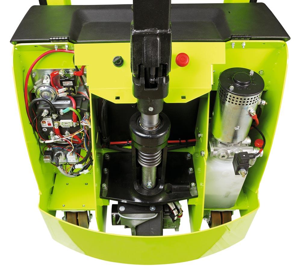 Elektrohydraulischer Stapler, mit Fahrantrieb, Traglast 1200 kg, Hubhöhe 2500 mm, OHNE Batterien und Ladegerät