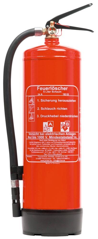 Schaum-Feuerlöscher, Fluorfrei, 9 l, 12 LE, 14,8 kg, für Brandklassen A+B, inkl. Wandhalterung