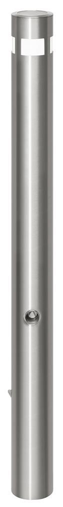 Edelstahl-Sperrpfosten, mit Bodenhülse zum Einbetonieren, mit Dreikantschloss, Funktion Leuchtkopf/Solar, D 102 mm, Höhe ü.Flur 900 mm
