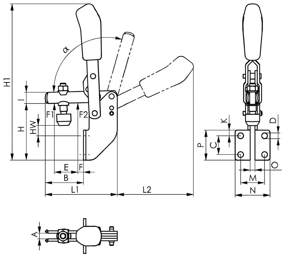 Senkrechtspanner Nr. 6803 Größe 4 Winkelfuß
