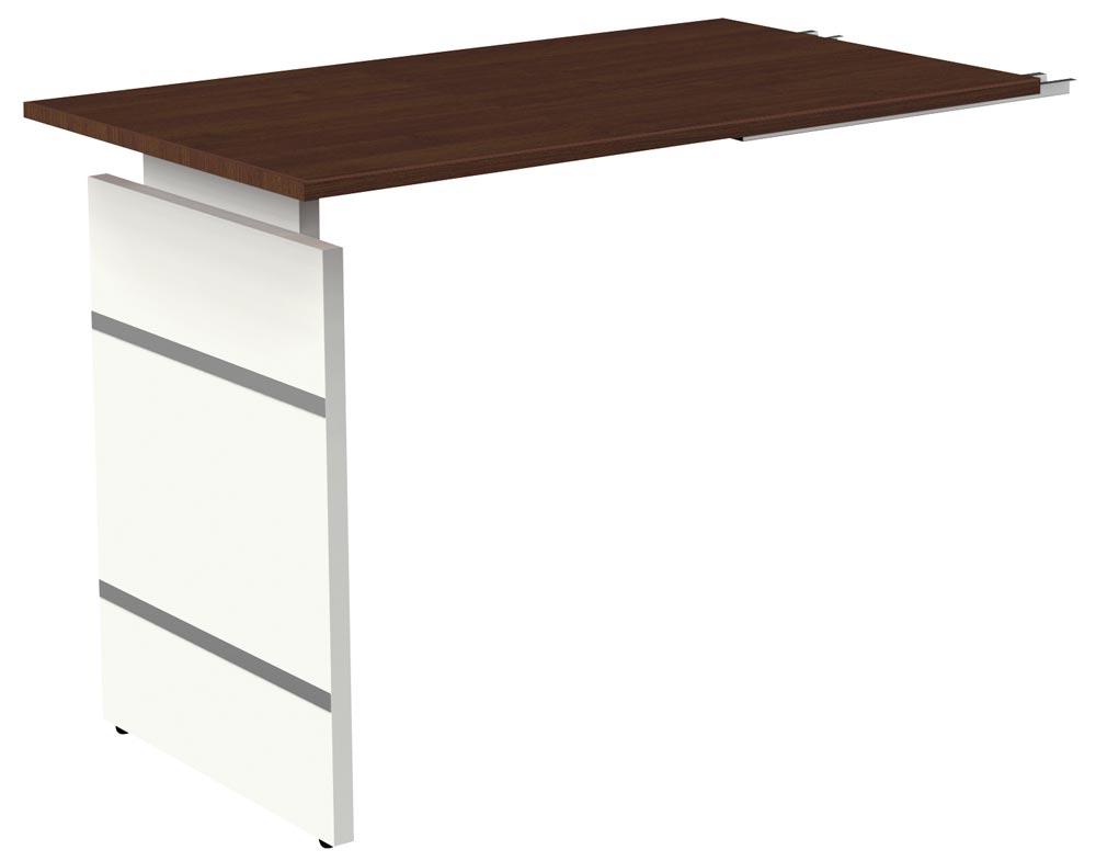 Anbau-Schreibtisch, BxTxH 1000x600x680-760 mm, Wangen-Gestell weiß, Platte wenge, inkl. Kabelkanal