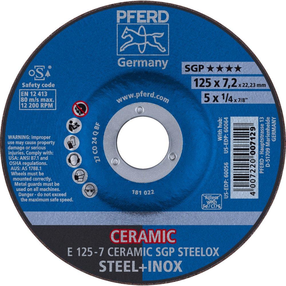 Schruppscheibe CERAMIC SGP STEELOX D125xS7mm gekröpft Stahl Bohrung 22,23 mm
