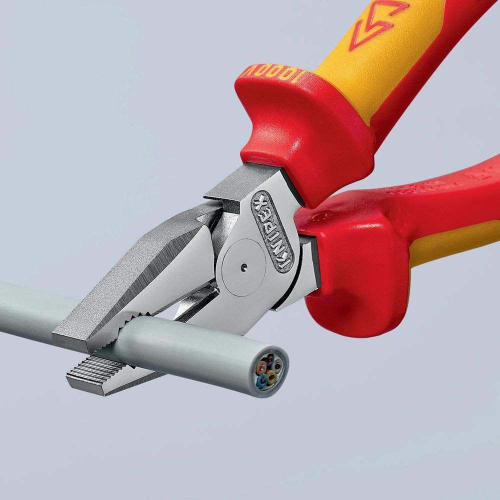 Kraftkombizange Länge 180 mm verchromt Mehrkomponenten-Hüllen VDE Kraftkombizange Länge 180 mm verchromt Mehrkomponenten-Hüllen VDE