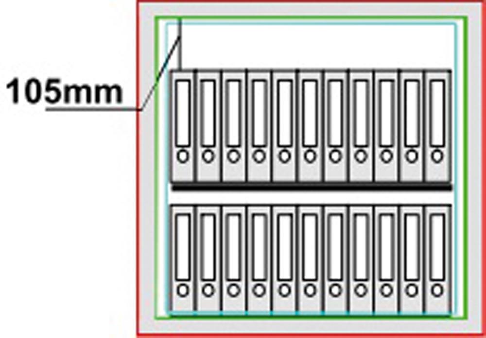 Dokumentenschrank, Sicherheitsstufe B + S2, S60P, BxTxH 975x459x901 mm, Volumen 206 l, 1 Boden, Kapazität 22 Ordner, 2-türig, RAL 7035 lichtgrau