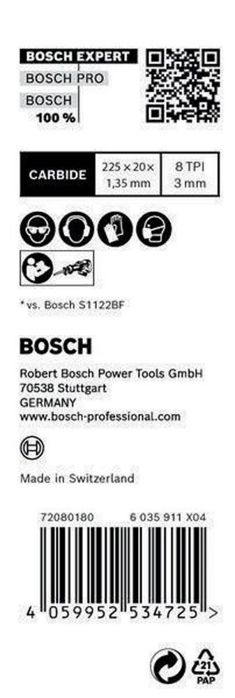 Säbelsägeblatt Expert Automotive Steel Länge 225 mm Breite 20 mm Zahnteilung TPI 8 3 mm S-Schaft 10 Stück / Karte