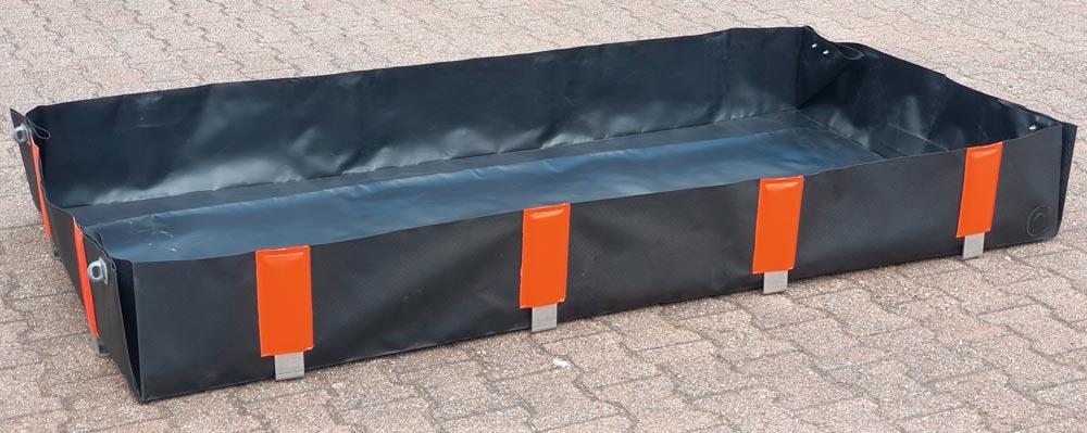 Flexible Auffangwanne, BxTxH 1000x2000x250mm, Aufnahme 500 Liter, für 2x200 Liter Fass