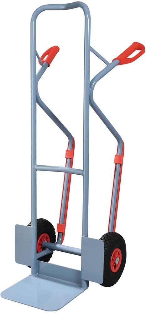Stapelkarre mit Kufen Höhe 1300 mm Schaufel-L250xB320mm PU-Bereifung Tragfähigkeit 300 kg taubenblau, RAL 5014