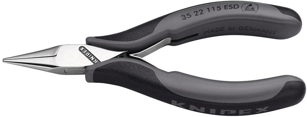 Elektronik-Greifzange Gesamtlänge 115 mm ESD flachbreite Backen spiegelpoliert Form 3 Mehrkomponenten-Hüllen