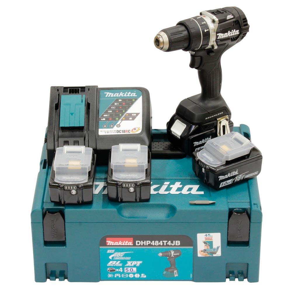 MAKITA Akku-Schlagbohrschrauber DHP484T4JB 18 V 4 x 5,0 Ah im MAKPAC