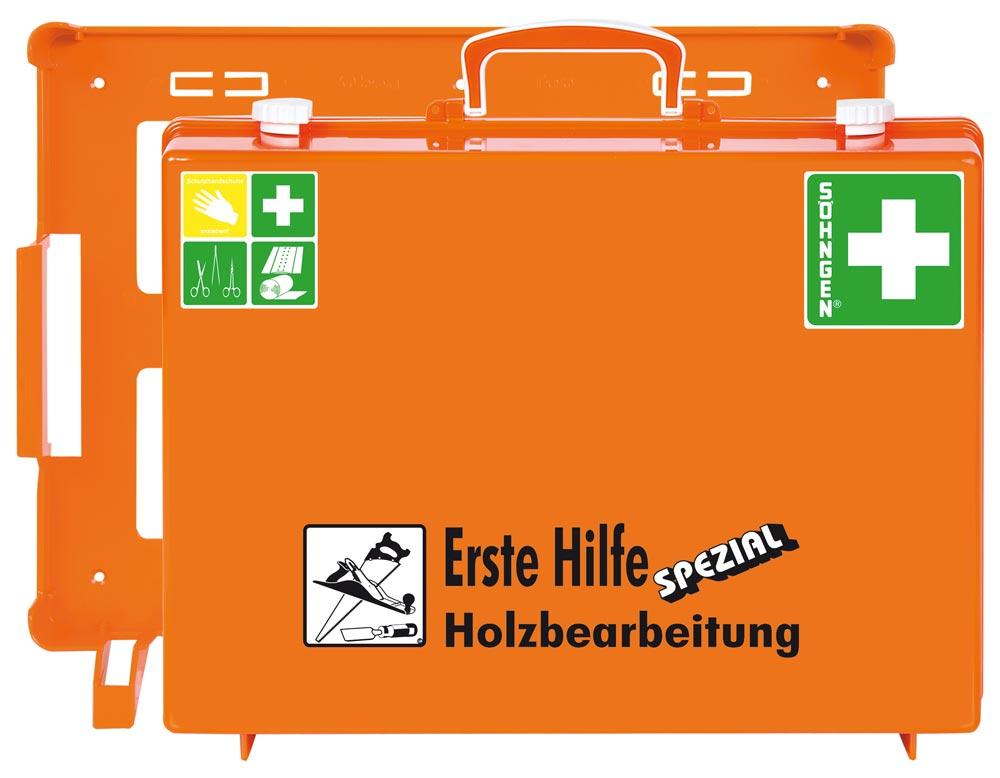 Erste Hilfe Koffer Beruf SPEZIAL Holzbearbeitung B400xH300xT150ca.mm orange