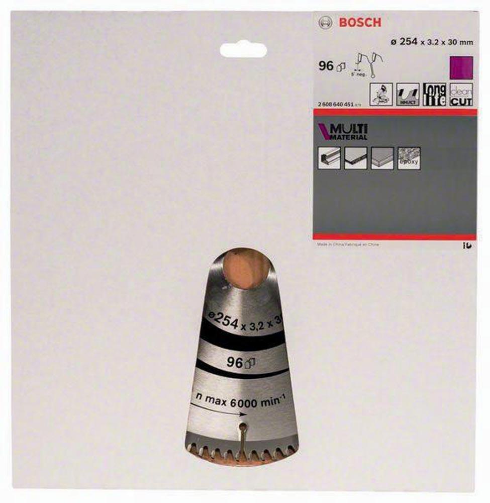Kreissägeblatt Außen-Ø 254 mm Zähnezahl 96 HLTCG Bohrung 30 mm Schnittbreite 3,2 mm HM