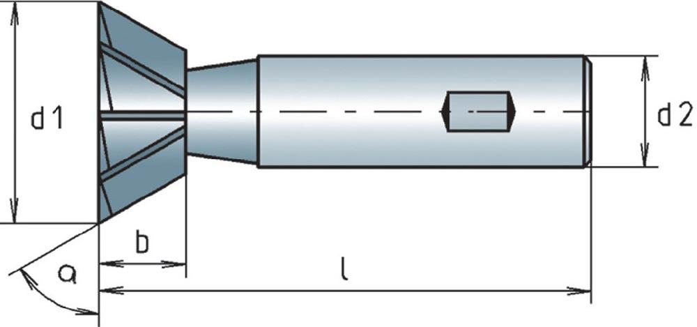 Winkelfräser DIN 1833 C Typ N D.25 mm 45  HSS-Co Schneidenanzahl 10