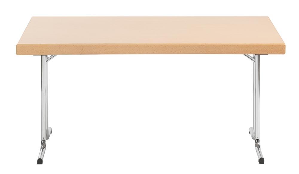 Klapptisch, BxTxH 1200x800x720 mm, Doppel-T-Fuß gebogen aus Rundrohr, Tischplatte aufgedoppelt 65 mm, weiß